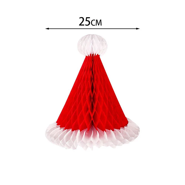 12In Eco-Friendly Honeycomb Paper Christmas Tree Hat Bell Hanging Ornaments Christmas Trees With Star For Xmas Decorations