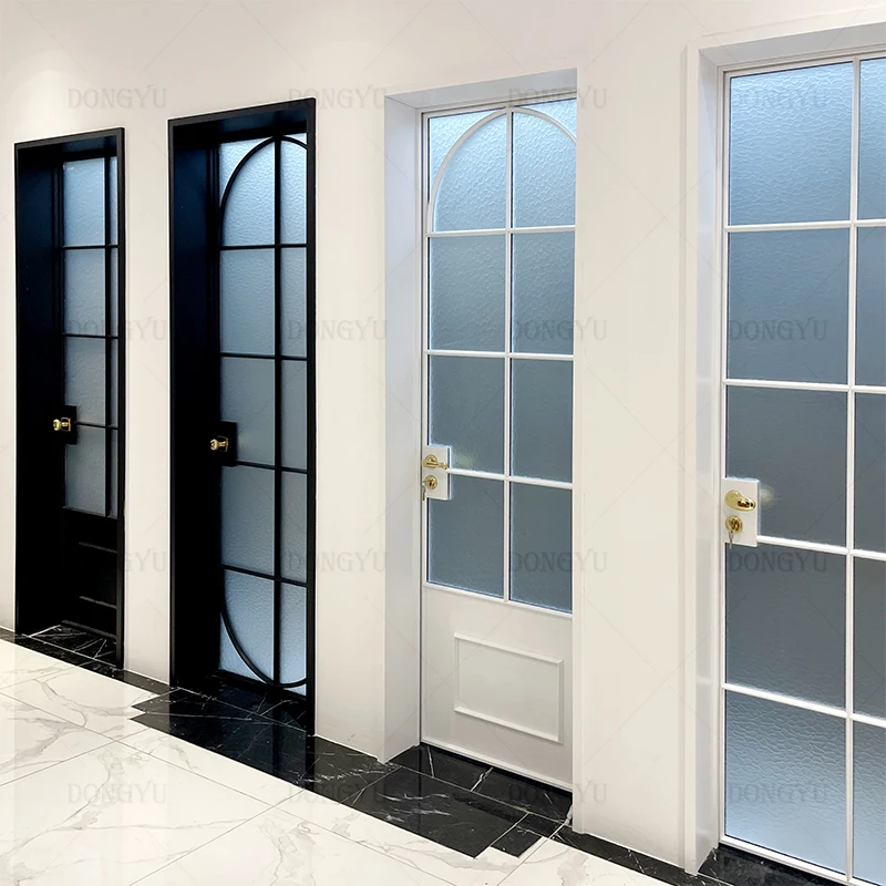 DONGYU High-security Entrance Iron Steel Frame Tempered Glass Metal Doors For House Steel Door or Villa Use Security door