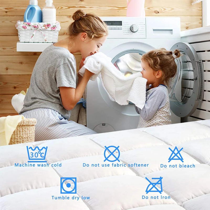 Wholesale 100% cotton fabric soft plush down alternative microfiber filling Quilted Hotel Mattress Topper with elastic