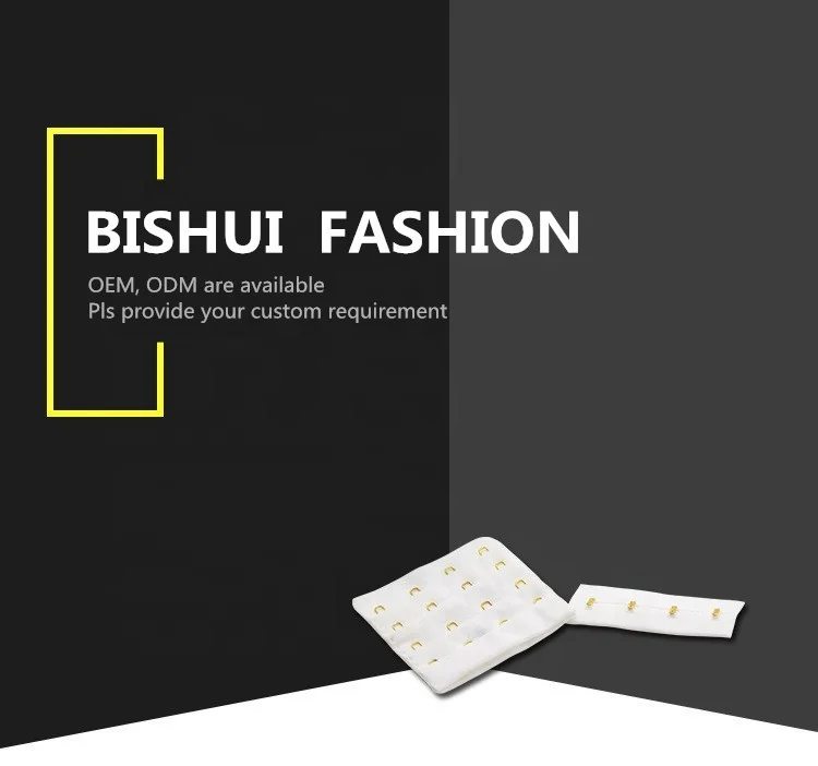 Customize colorful Hook and Eye Tape Bra underwear accessories 4 rows 4 hooks White Strap extender