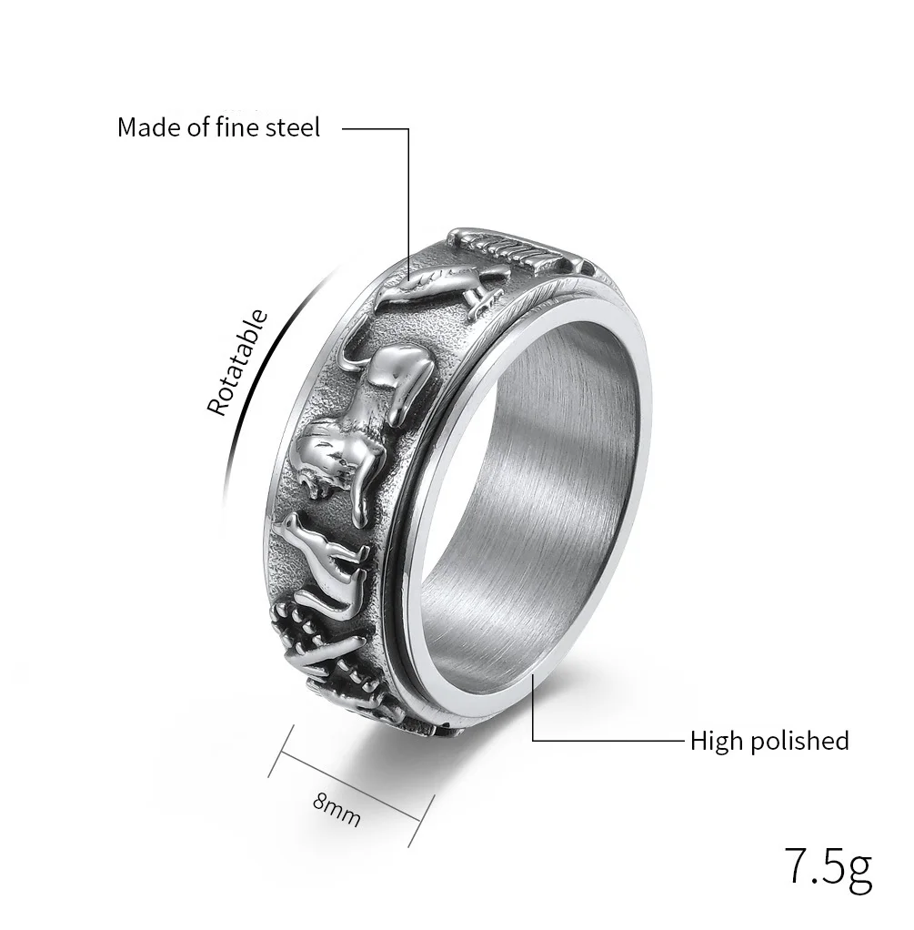 Copyright Registration Original new ancient Egyptian symbol titanium steel rotating ring beautiful meaning pattern hand jewelry