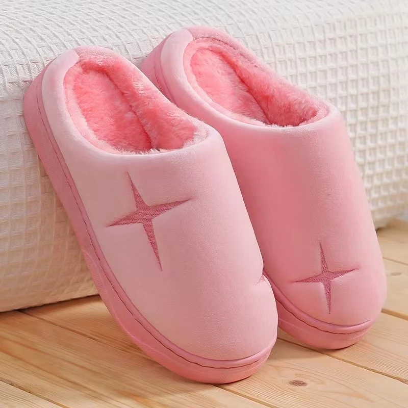 Hot Sale Winter Footwear Flat New Women Thick Indoor Home Non Slip Versatile House Shoes Warm Plush Cotton Slippers for Men