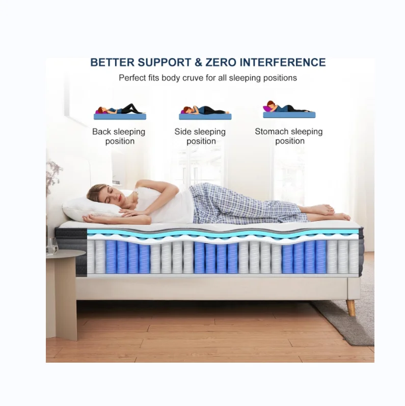 Customized 13 Inch Vacuum Roll Up Packing Wholesale Queen King Size Memory Foam Pocket Spring Mattress In A Box king Mattress