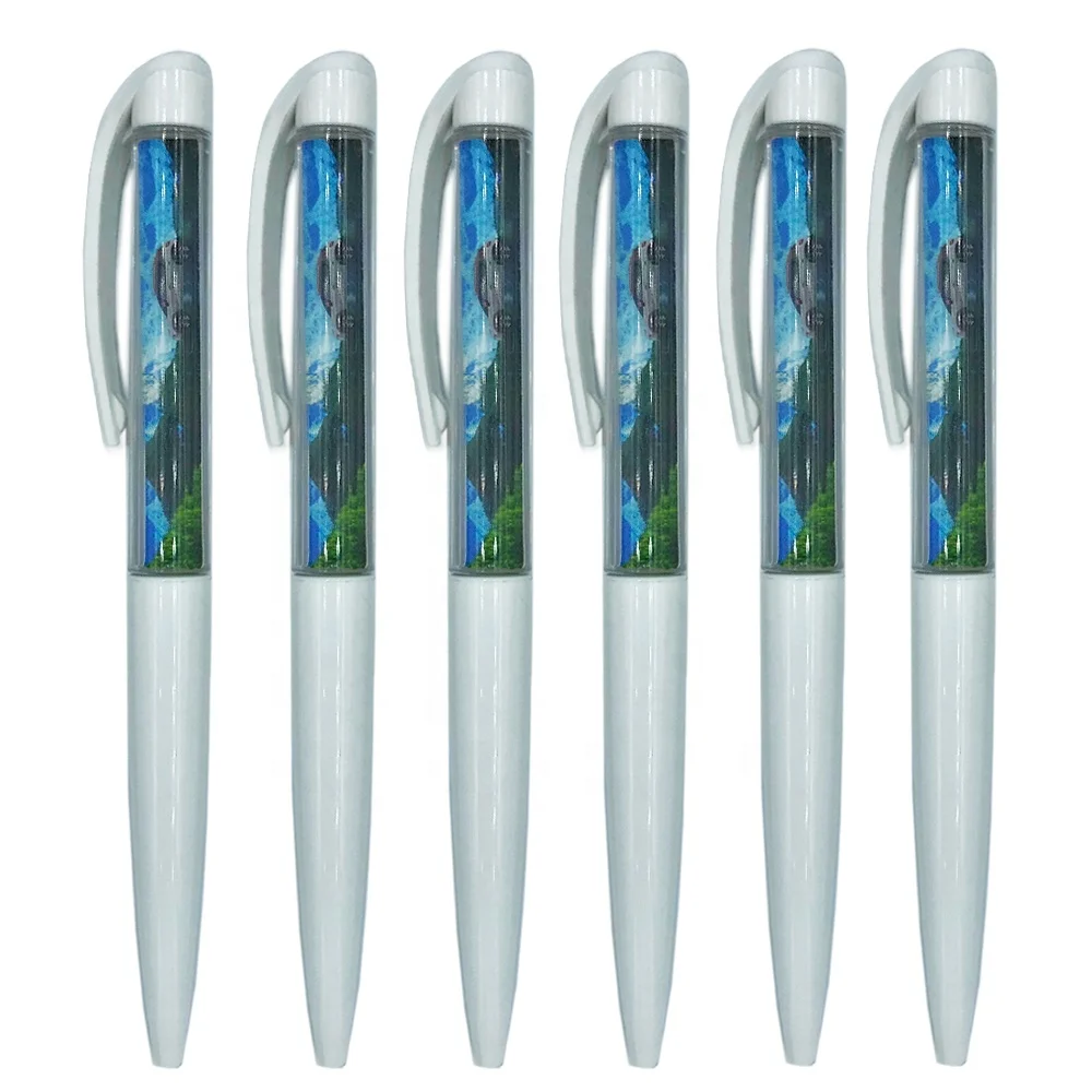 Promotional Customized Liquid 3d Floater  Filled  ball pen Plastic Floating Pen logo novelty ballpoint pen