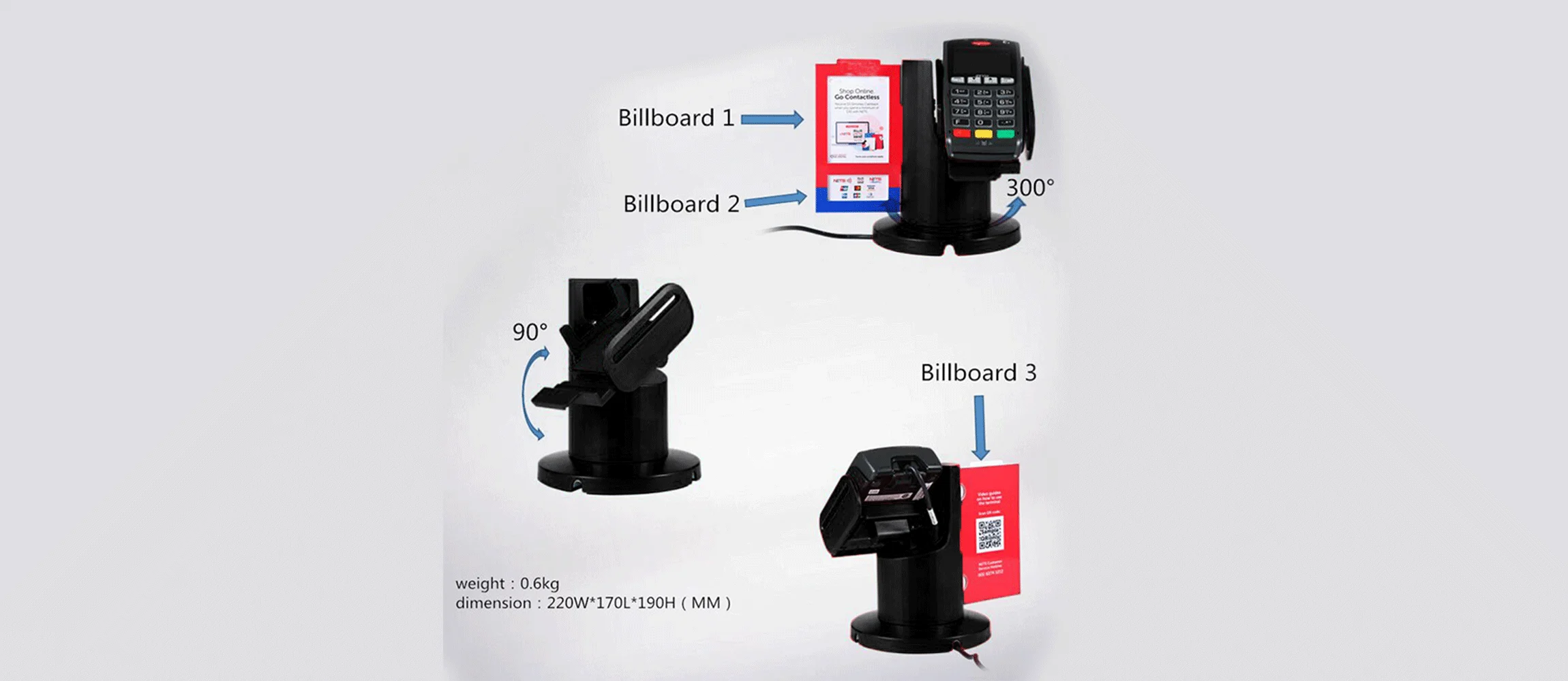 Easily Adjust Vertical Horizontal Viewing Universal Rotatable Credit Card POS Terminal Stand PS-S02