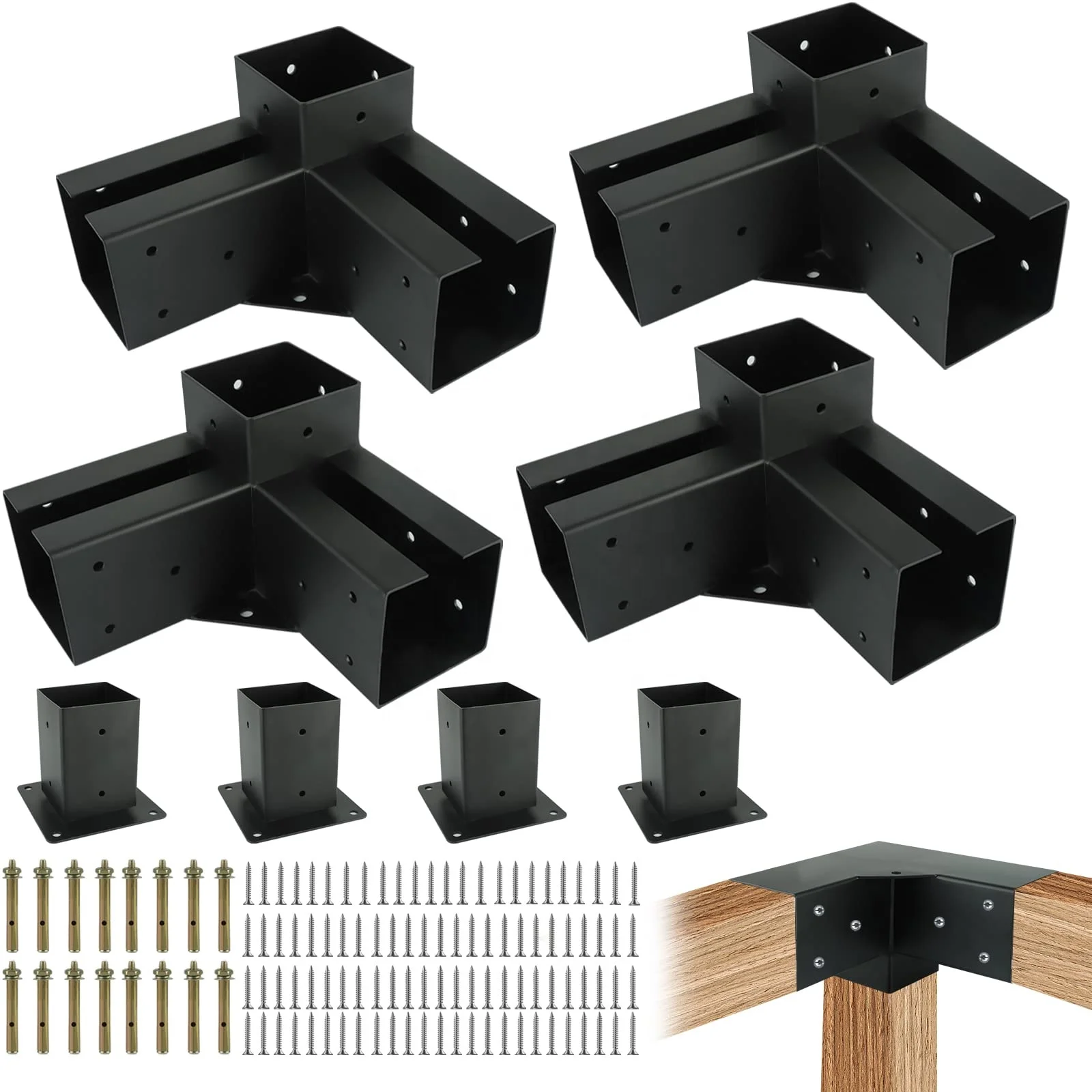 Pergola Bracket Kit Outdoor Garden Yard Wood Beam Bracket Hardware Metal Heavy Duty Tree House Pergola Bracket