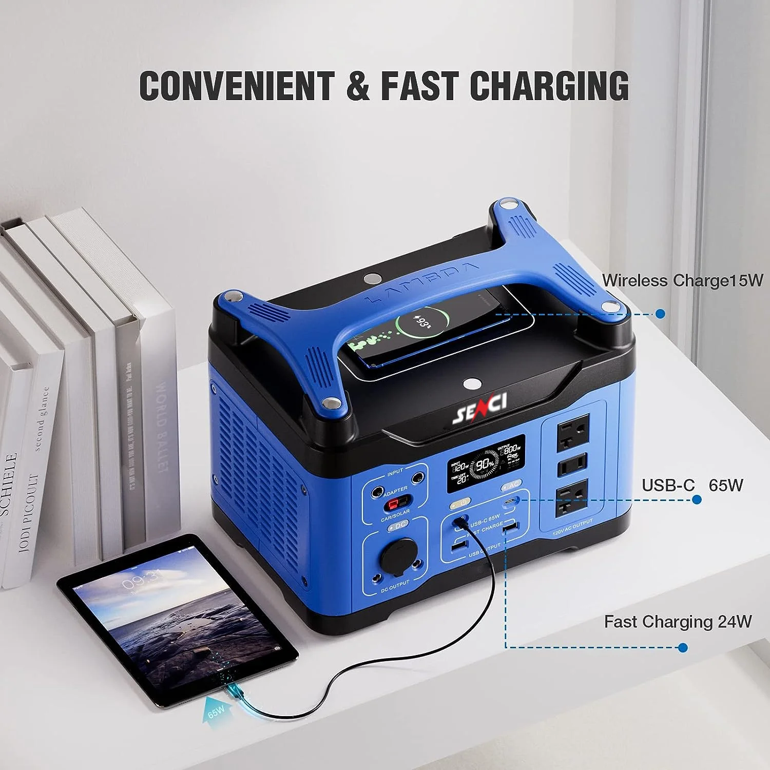 SENCI Factory 800W 891WH solar portable power station solar AC output  DC input portable power station for camping
