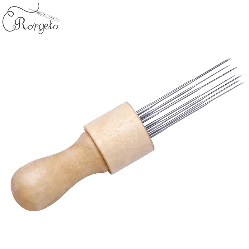 
Wholesale Replaceable Wooden Handle Seven-head Needle Set Needlework Wool Felting Needle 