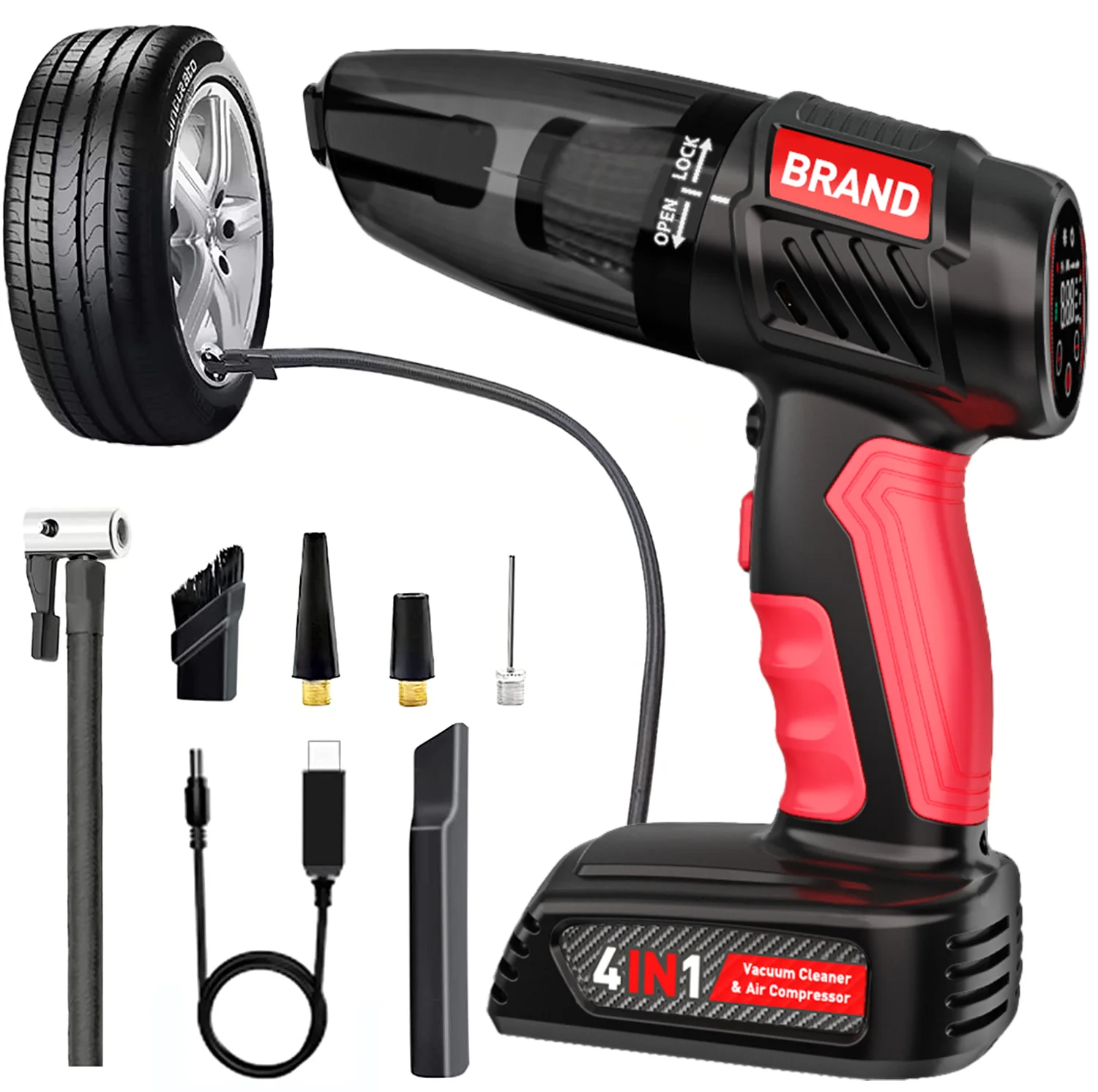 Powerful Upgraded 4 In 1 Rechargeable Hand Helo Vacuum Cleaner Portable Cordless Wireless Mini Car Vacuum Cleaner Air Compressor