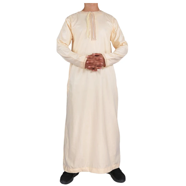 Long Sleeve Aman Abaya 1 Piece Jubba Thobe For Men Kaftan Pakistan Muslim Saudi Arabia Djellaba Islam Clothing Prayer Robe Afgha