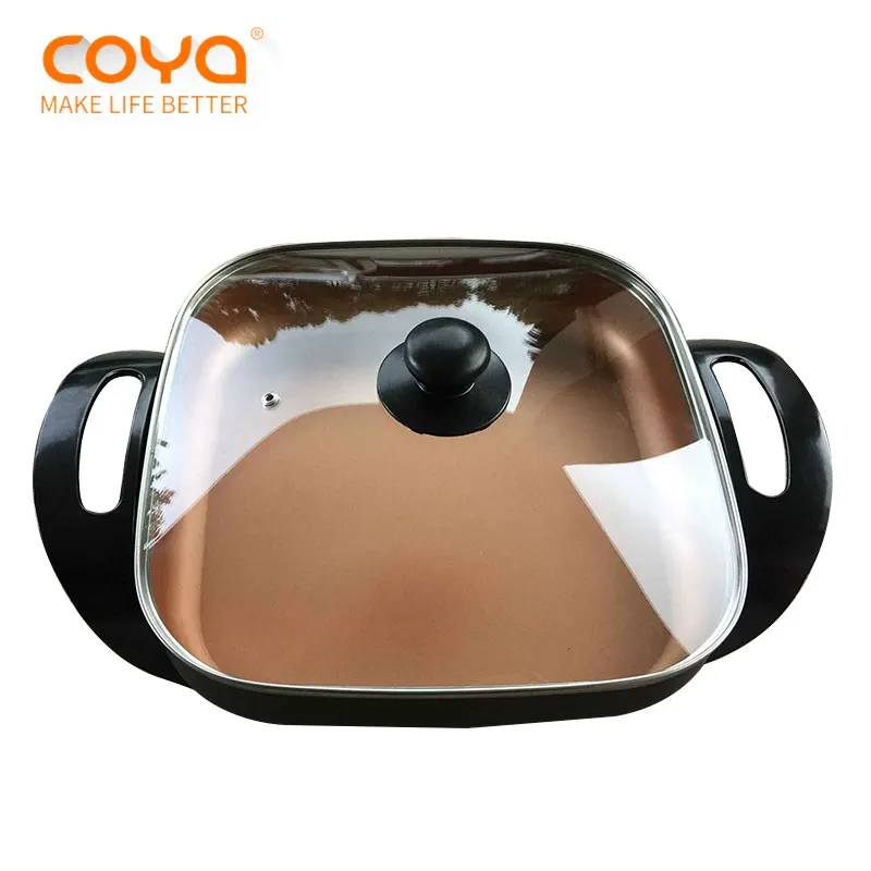 
Square electric fry pan non stick coated thermostat control cookware fry pan Electric Skillet 
