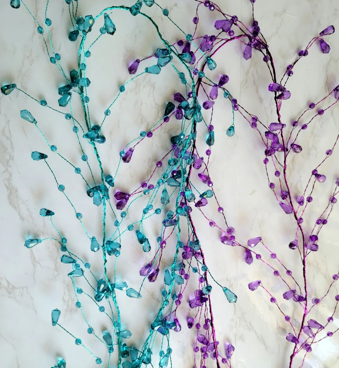 Wholesale Pink/Clear Acrylic Wire Crystal Garland For Christmas Tree