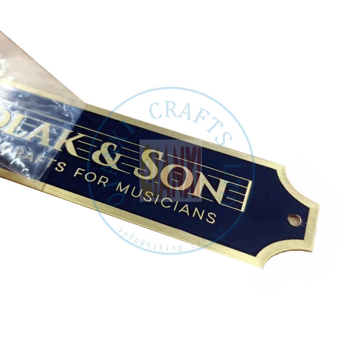 Brushed Brass Copper High Quality Material Etching UV Printing Corrosion Process Embossed Metal Nameplate Label