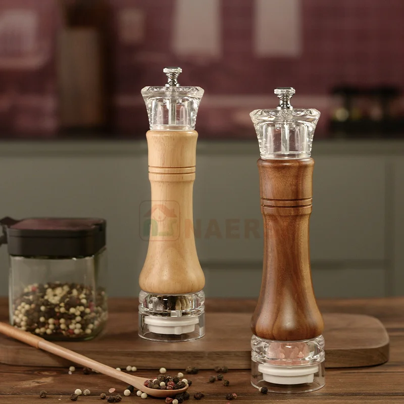 Factory Price Adjustable Coarseness Wooden Salt and Pepper Grinder Manual Wood pepper Mill Set