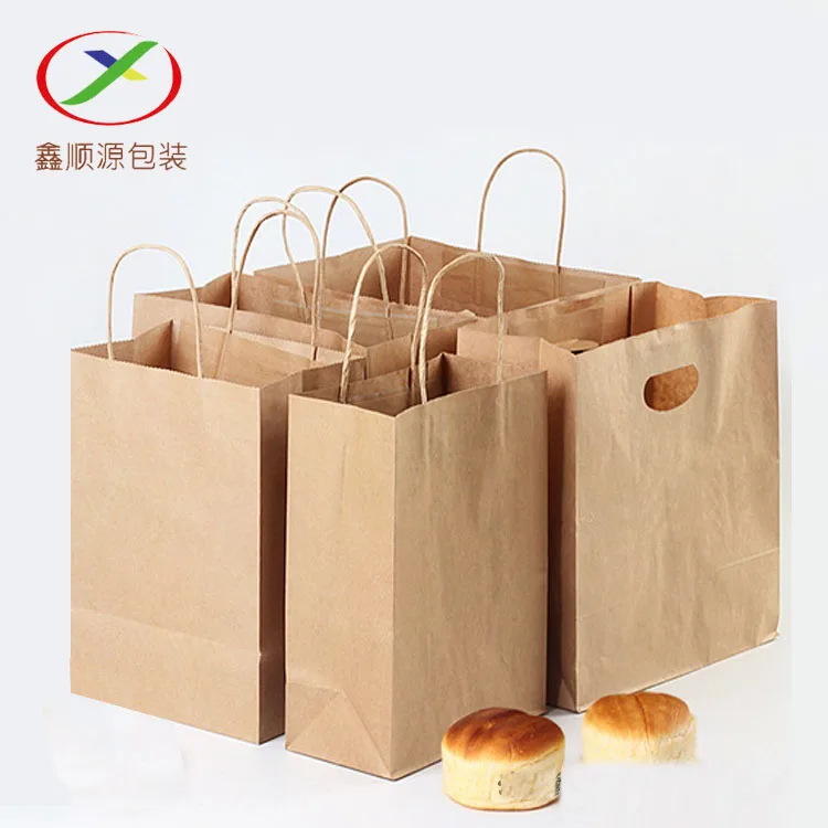 Low Price Eco Friendly Brown Takeaway Carry cardboard paper Kraft Bag for supermarket