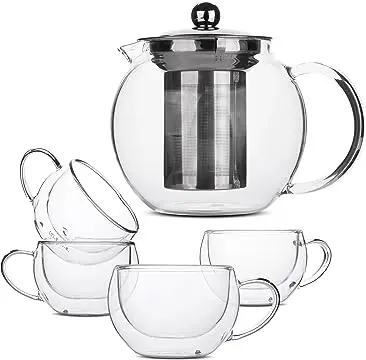 Large volume Glass Teapot with Infuser Tea Pot/top seller borosilicate glass Kettle teapot with stainless steel infuser