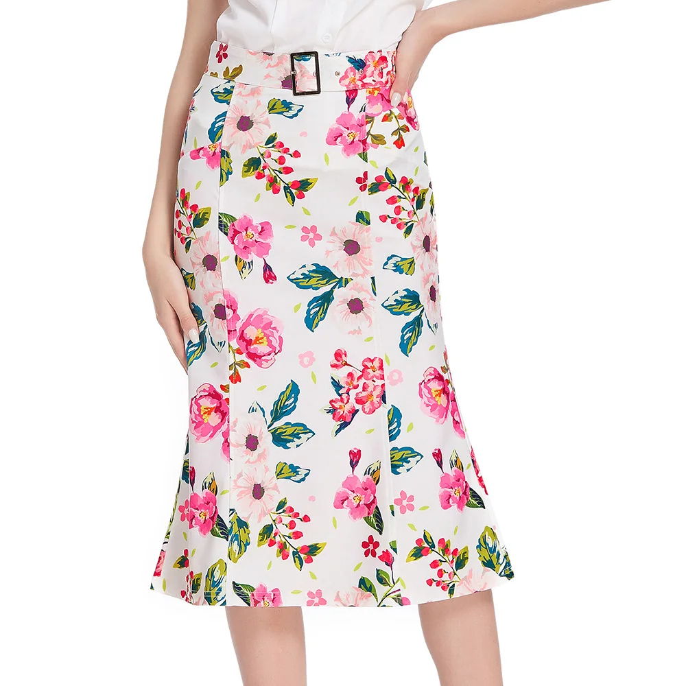 Custom Womens Mermaid Pencil Skirt Elastic Waist Belt Decorated Hips-Wrapped Vintage Retro