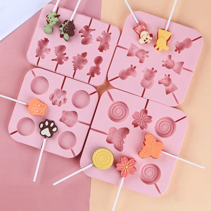 Custom Silicone Chocolate Molds 3D Straw Topper Cat Dog moldes silicona para fondant Jelly Lolly Baking Molds