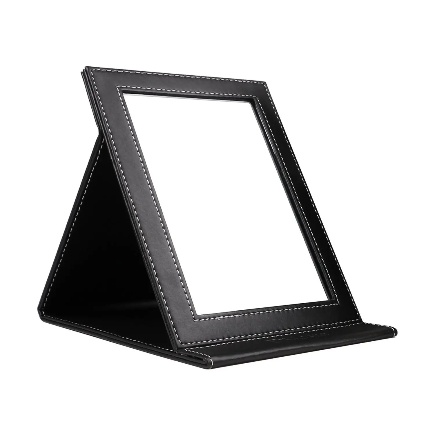 Portable Folding Vanity Mirror - Table Vanity Makeup Desk Mirror with Stand & PU Leather