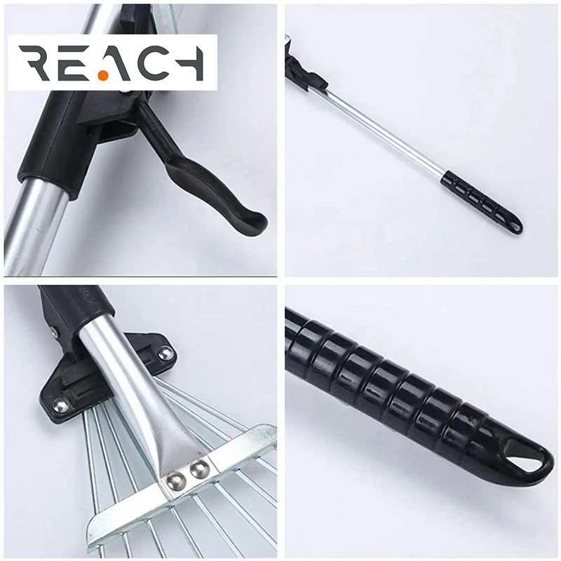 Metal rake 15teeth adjustable leaf rake garden leaf rake