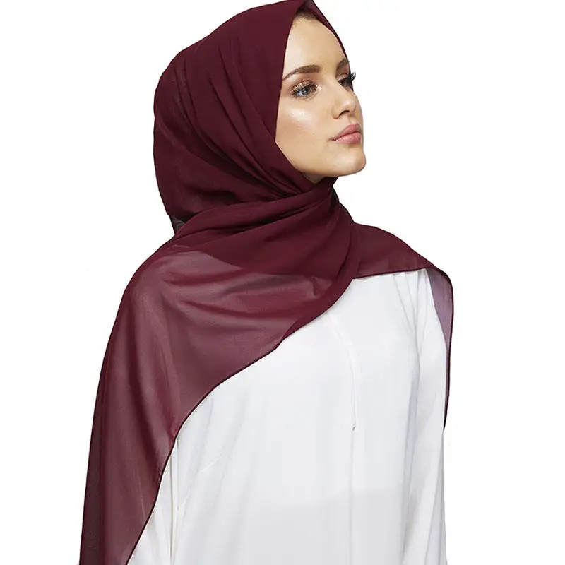Premium Chiffon Hijab Wholesale 86 colors Smooth Soft Scarves Light Weight Casual Veil Muslim For Women Ladies