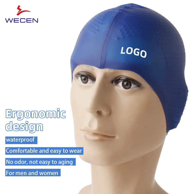 Ear cover long hair color fast Swimming cap Silicone high elasticity soft  message granules  Swim Cap