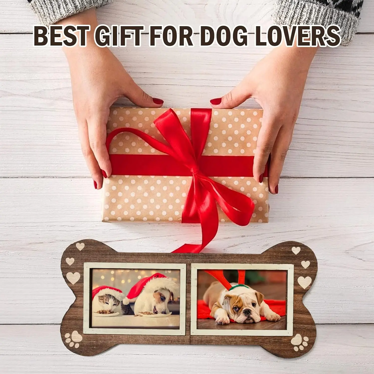 4x6 Two Collage Pet Memorial Bone Paw Print Frame Pet Dog Bone Picture Photo Frame For Dog Lovers