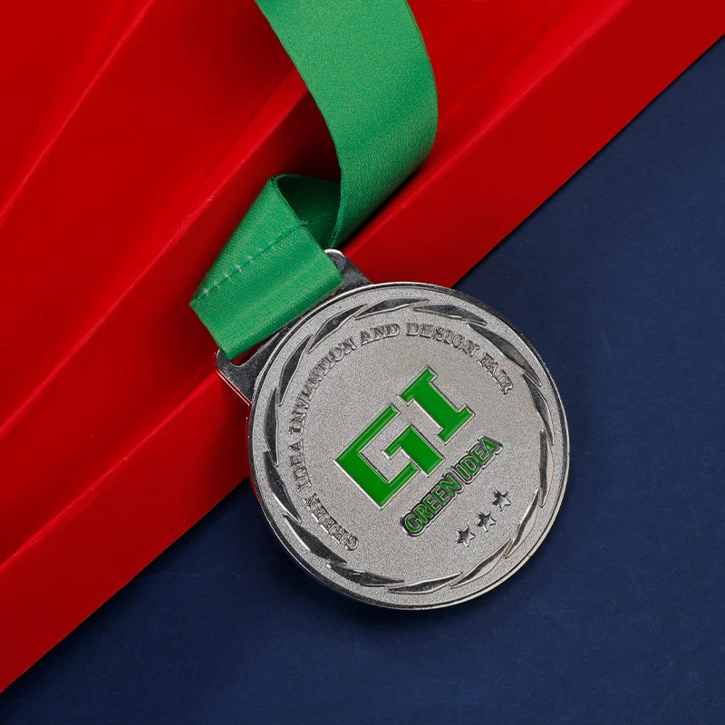 Die Struck 3D 2D Award Medals Custom Anti-Silver Plated Zinc Metal Sport Medal with Custom Ribbons for Souvenirs
