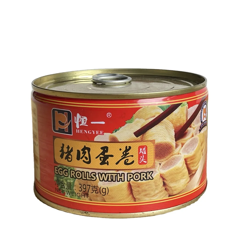 hot sale factory direct sale canned meat pork meat egg rolls 397g canned egg rolls with pork canned food
