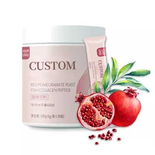 OEM Custom Red pomegranate fish collagen peptides powder for skin whitening beauty supplement
