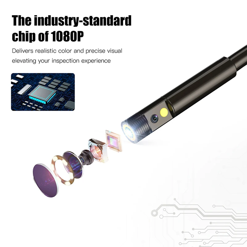 Upgrade 5.0MP HD WiFi Borescope Semi-Rigid Snake Inspection Camera with Auto Focus 6X Zoom for Android