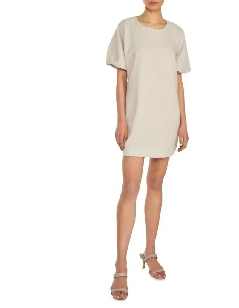 fashion wholesale ladies women dress elegant custom designed clothing casual summer 100% linen puff sleeve mini dress women