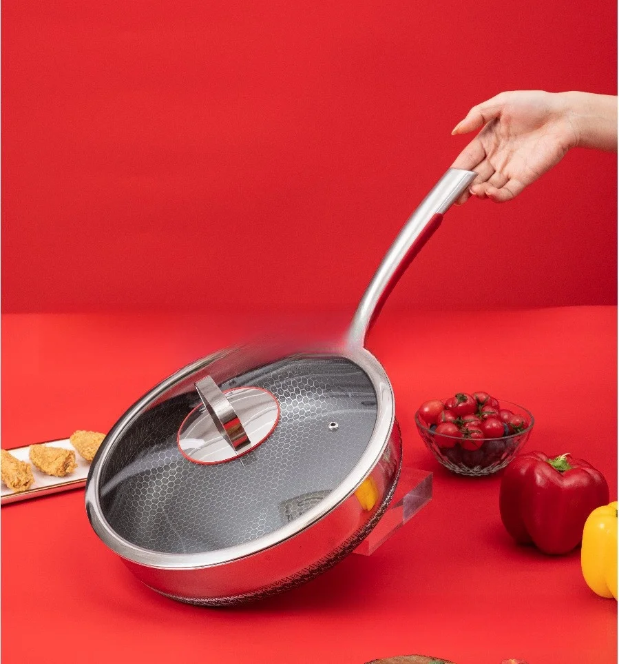 316 stainless steel flat bottomed non stick pan Electromagnetic stove gas stove universal