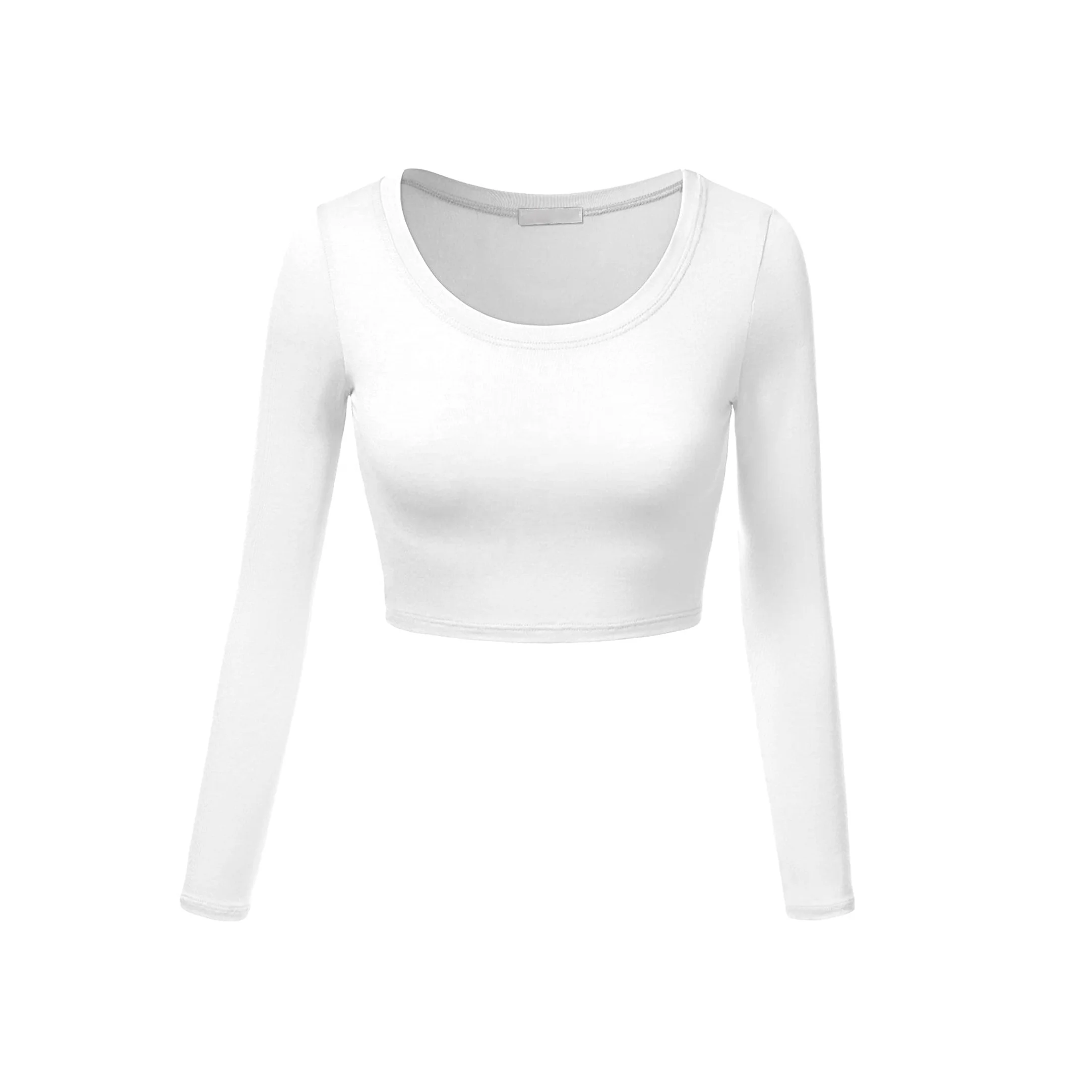 Custom fashion women short sleeve white slim fit crop top plain round neck t shirt