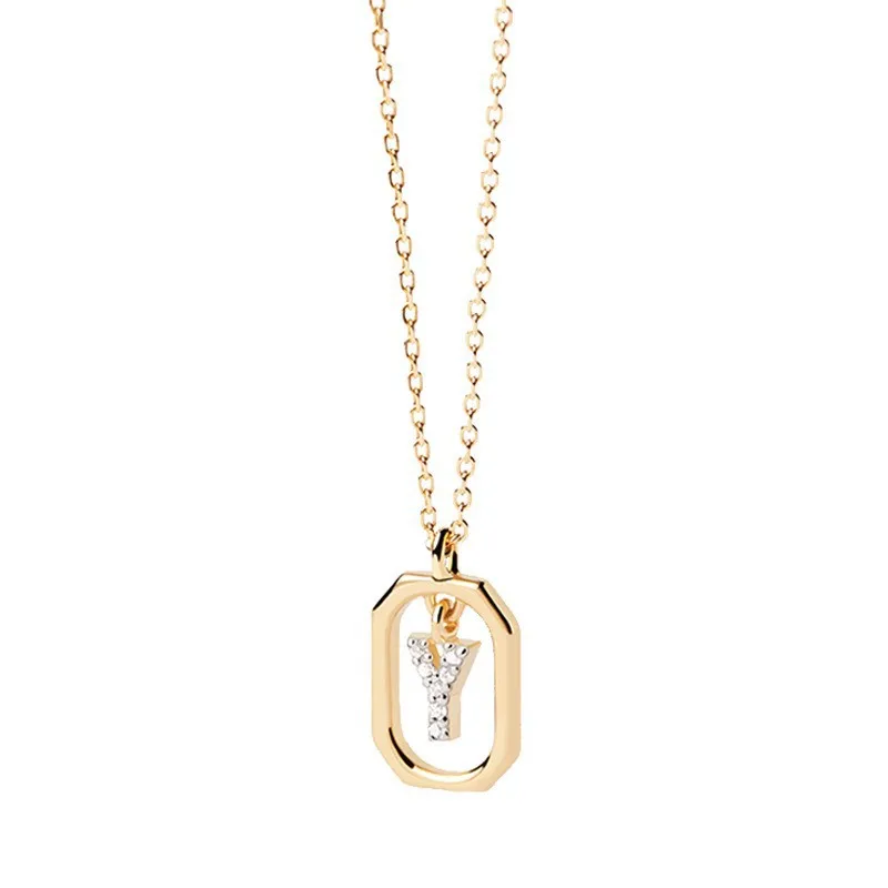 Hot-Selling Spanish Mini Letter 18K Sterling Silver Necklace with Zircon Casual Accessible Luxury Style for 520 Gift New Product