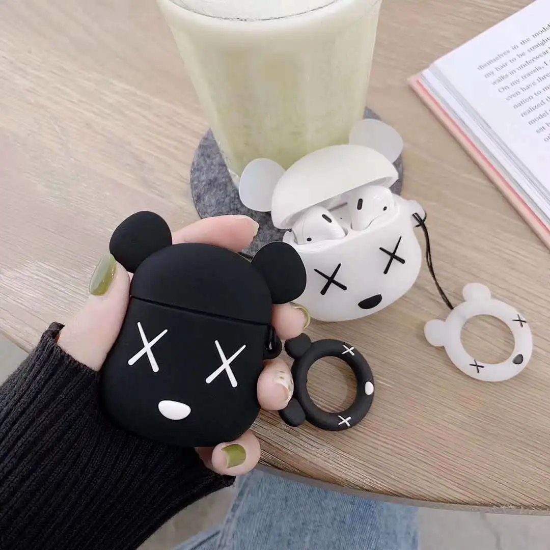  Чехол для наушников AirPods чехол с мультяшным медведем силиконовый Apple Air pods 2 милые наушники сумка чехлы