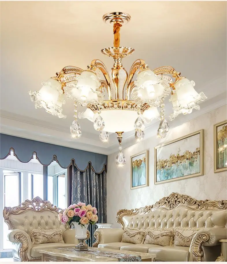 crystal material and energy saving light source round crystal chandelier ceiling light