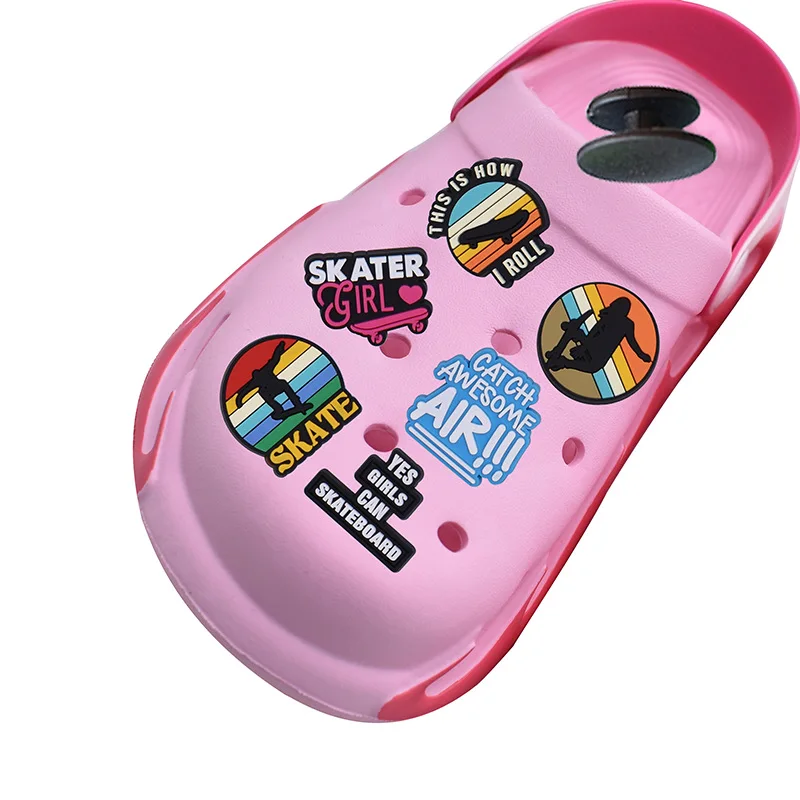 Factory Wholesale Sk8 Teenagers Boy Skateboarding Shoe Charm Cool Skate Croc Charms