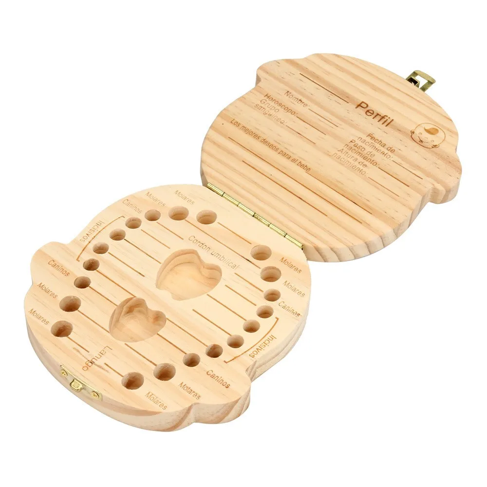 Blonde Hair First Year Sounviner Baby Teeth Box for Milk Teeth Wooden Box