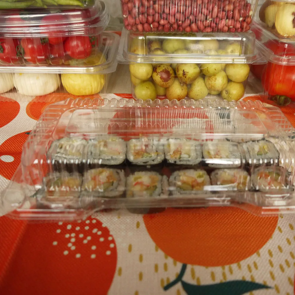 Free samples disposable clear fresh vegetable boxes biodegradable packaging plastic container fruit clamshell