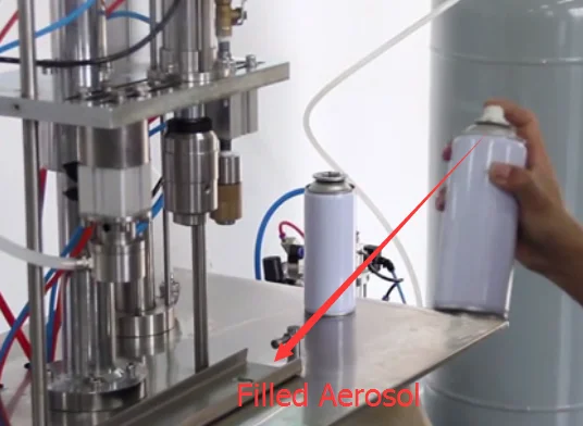 Best price Semi-Automatic Aerosol Filling Machine consist of 3 in 1 liquid filling, sealing and gas filling machine