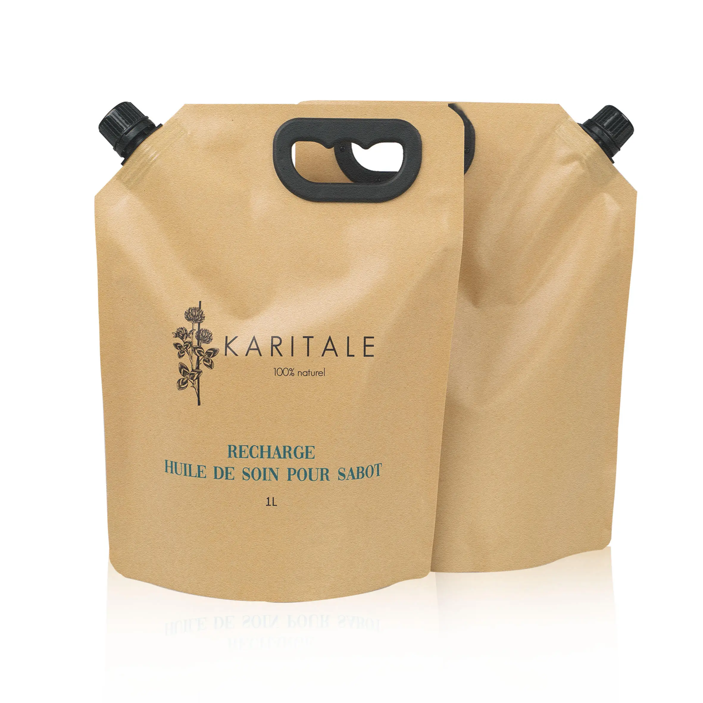 Custom Printed Detergent Packaging Bag Plastic Refill Bag with Handle Kraft Paper Plastic Spout Pouch