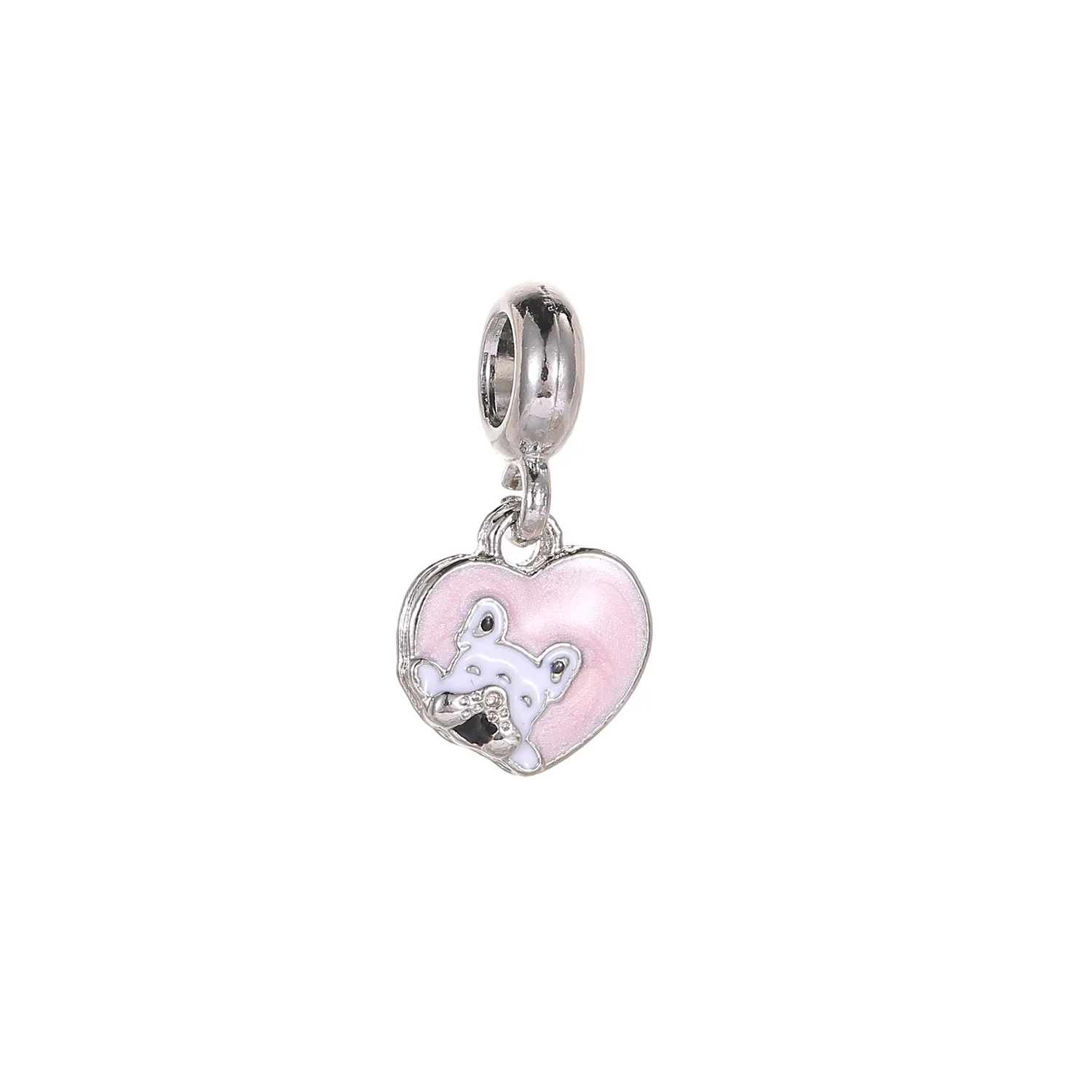 Cartoon Pink heart enamel Dog Bracelet Pendant DIY Animal Bracelet String Decoration Necklace Pendant for bracelets