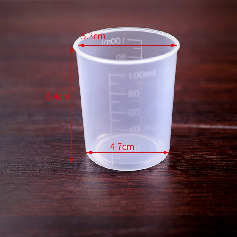 Plastic PP 100ml measuring cup, measure jar container for cooking, cosmetic dispensing, lab use