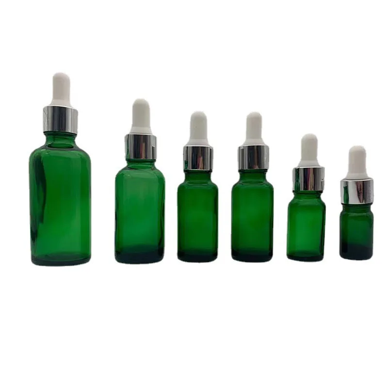 Высококачественная прозрачная стеклянная бутылка для эфирного масла в зеленом, синем и желтом цвете 5ml10ml15ml30ml50ml с различными крышками