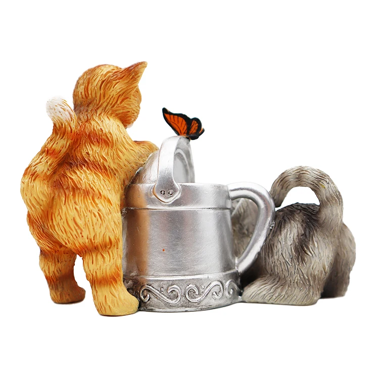 Смола на заказ, две кошки играют за чайник и бабочки, украшение для дома и подарки