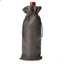 Eco Friendly High Quality Drawstring Burlap Plain Jute Wine Bottle Pouch Bags With Custom Design Size and Color