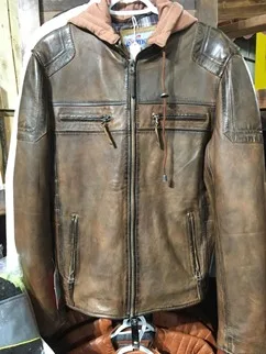 Мужская кожаная куртка коричневый жакет из потертой кожи для езды на мотоцикле и автомобиле спортивная одежда 2020