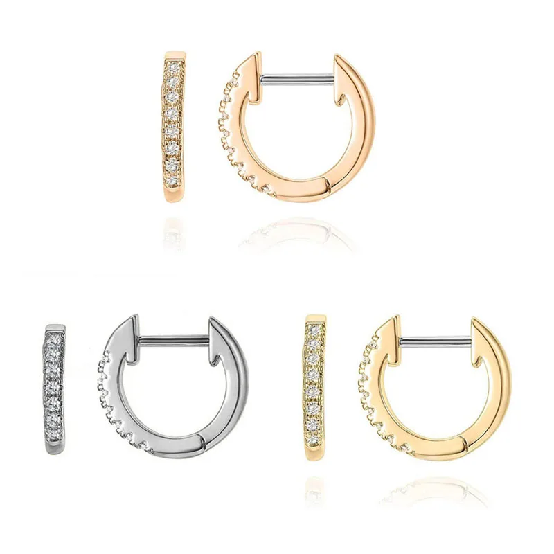 Fashion Pearl Gold Stainless Steel Earring Diamond Set Silver Jewelry Earring Crystal Mini Huggie Cross Hoop Women Earring