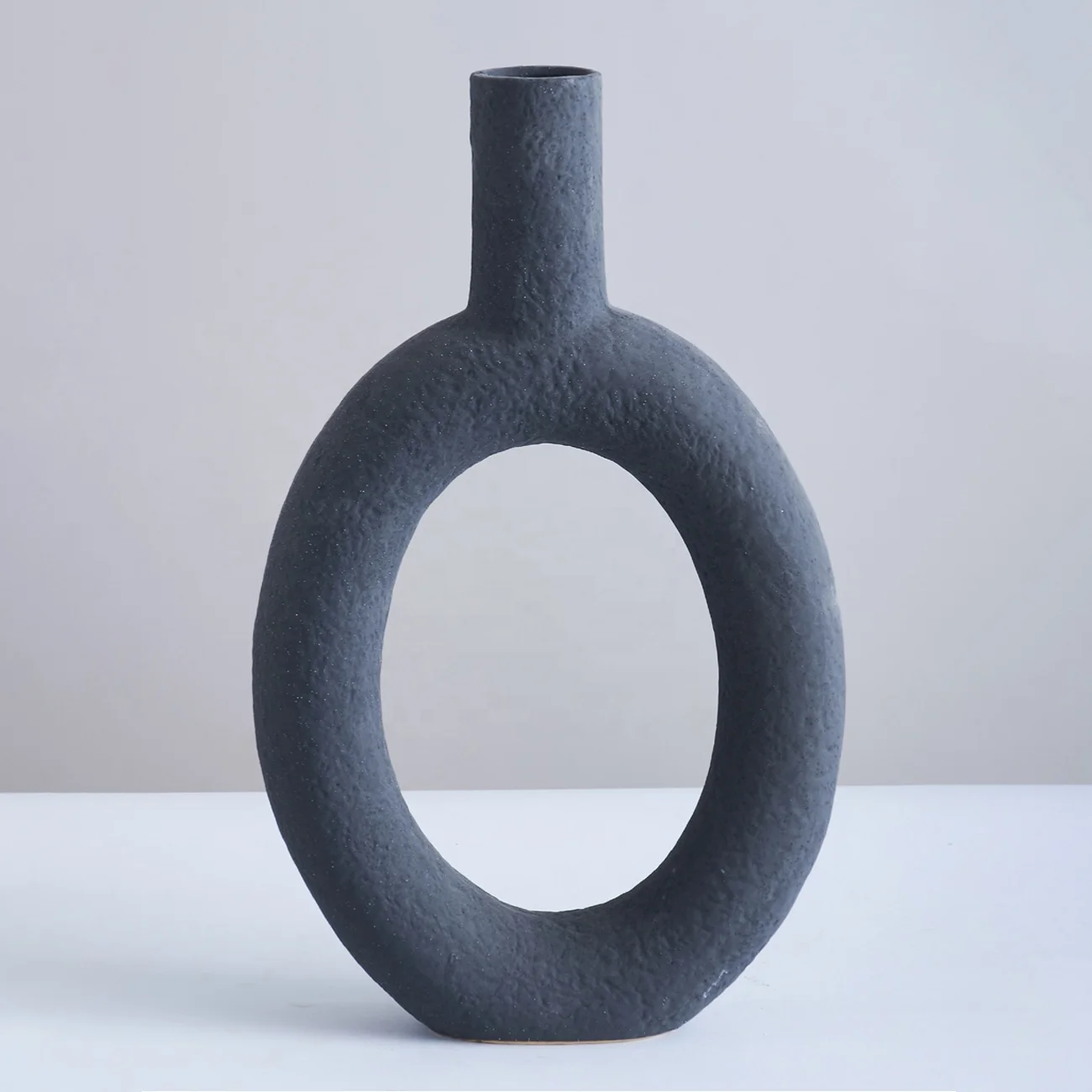 Nordic Simple Black And White Home Decor Modern Ceramic Donut Vases